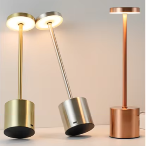 Lampe de table rechargeable doré argenté cuivré 