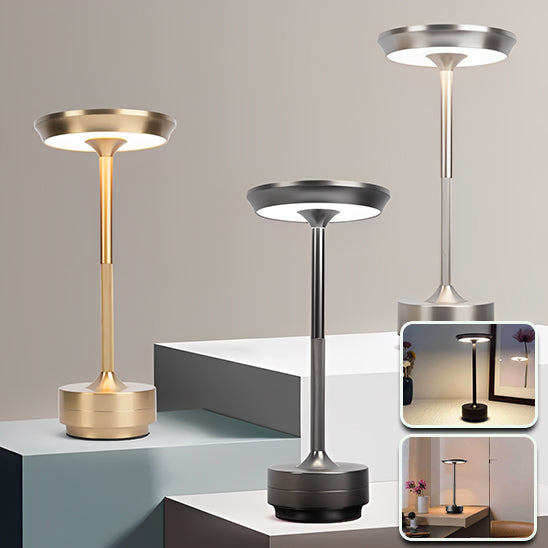 Lampe de table rechargeable doré argenté et grise 