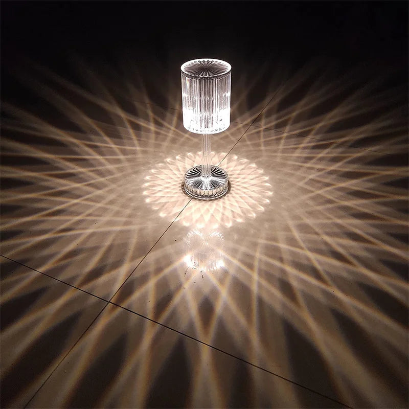 Lampe de table tactile en cristal allumé la nuit  
