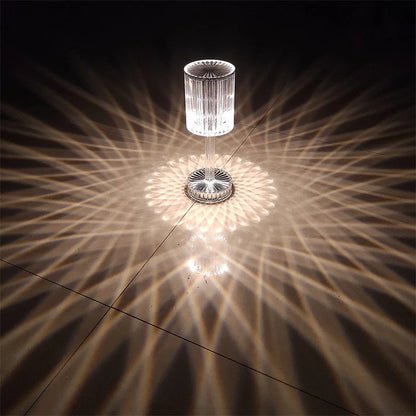 Lampe de table tactile en cristal allumé la nuit  