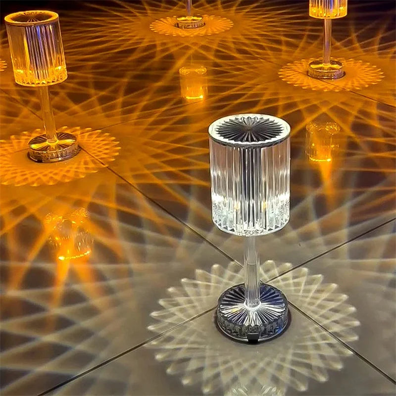Lampe de table tactile en cristal lumière chaude 