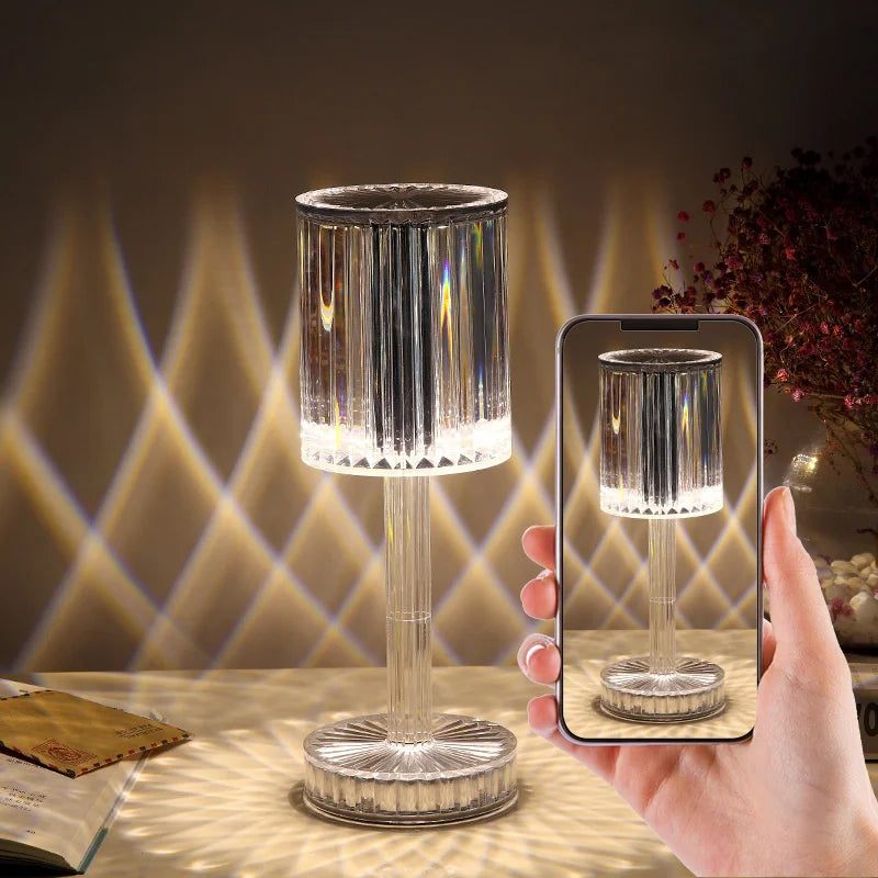 Lampe de table tactile en cristal une main et portable 