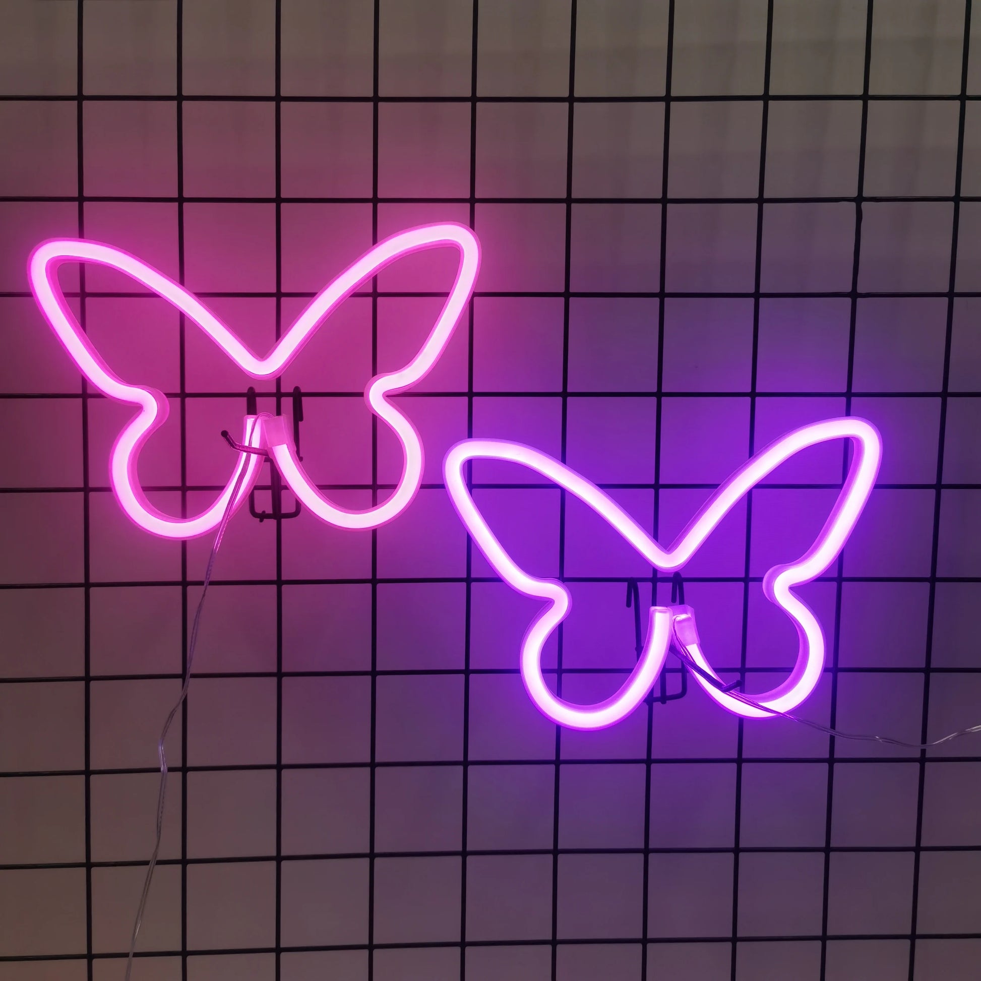 Lampe led néon décorative papillon allumé 
