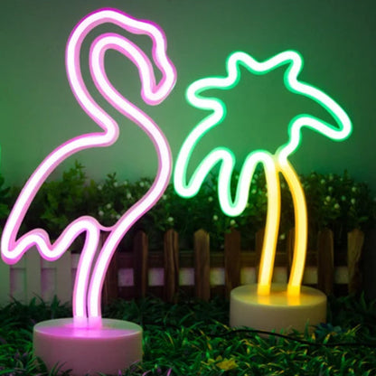  Lampe led rechargeable cocotier et flamant rose 