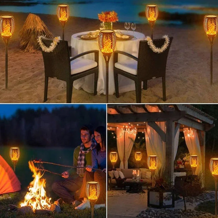 Lanterne solaire extérieur un couple autour d'un barbecue 