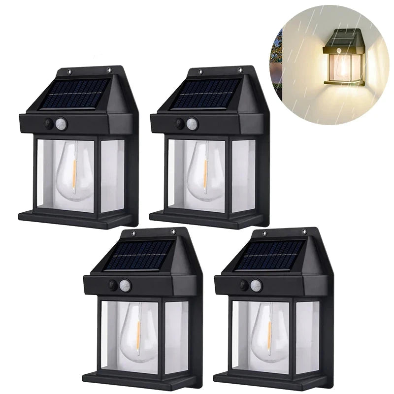 Luminaire extérieur solaire noir éteint allumé  