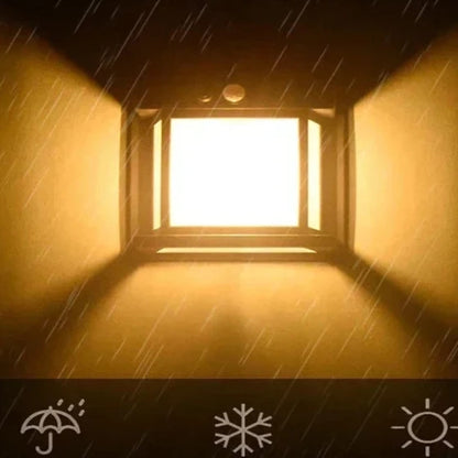 Luminaire extérieur solaire vitrine étanche sous la pluie allumée