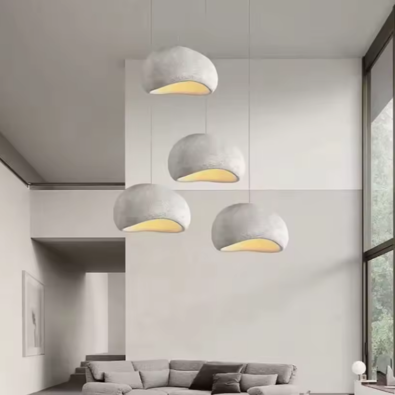 Suspension LED wabi sabi  grand salon et grand vitrail 