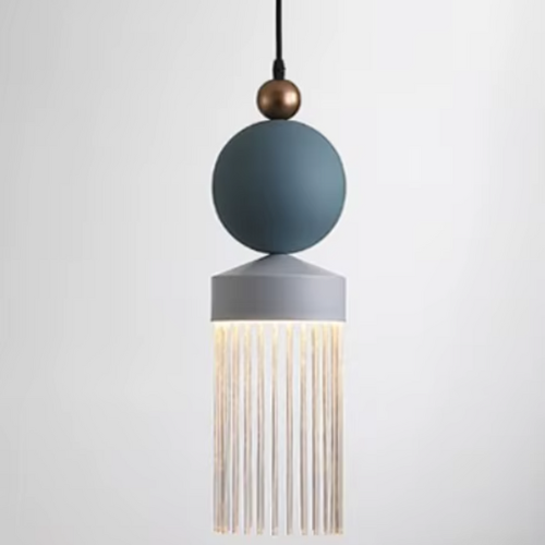 Suspension led en forme de macaron bleu 