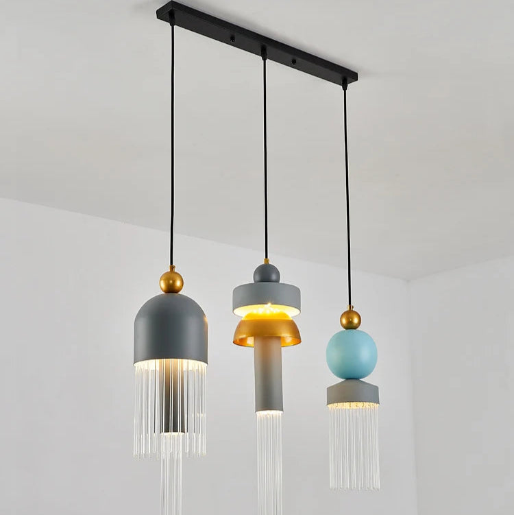 Suspension led en forme de macaron design italien sur un rail noir