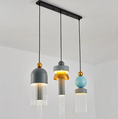Suspension led en forme de macaron design italien sur un rail noir