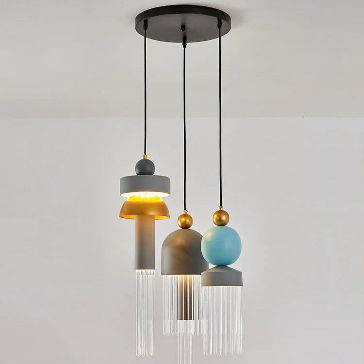 Suspension led en forme de macaron design italien sur disque noire 