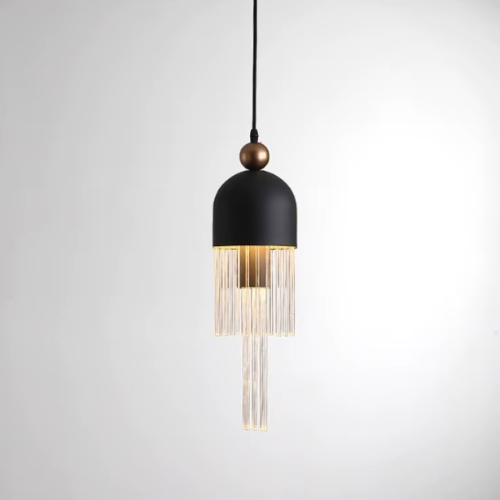 Suspension led en forme de macaron noir 
