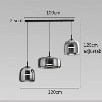 Suspension nordique LED en verre accroché sur rail 