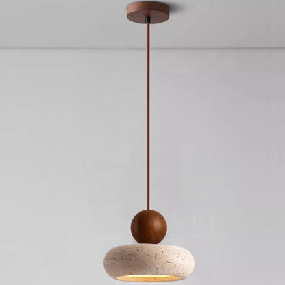  Suspension vintage en pierre avec une boule marron 