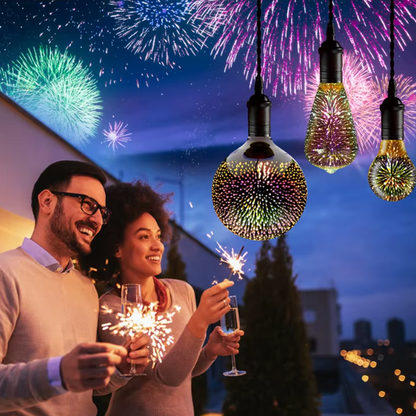 Un homme et une femme avec ampoule LED effet feu d'artifice  