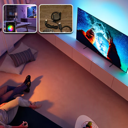 Un homme et une femme et Bande lumineuse led dans un salon 