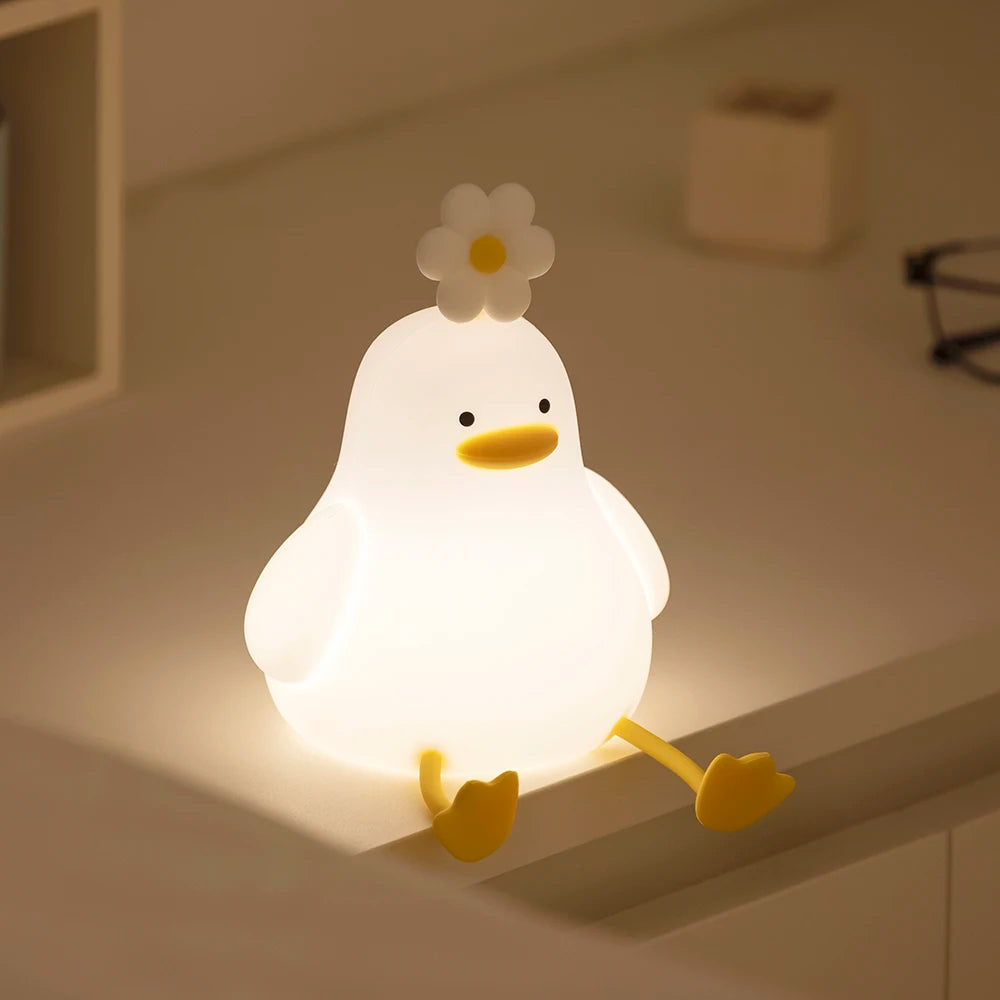 Veilleuse LED canard cute sur table 
