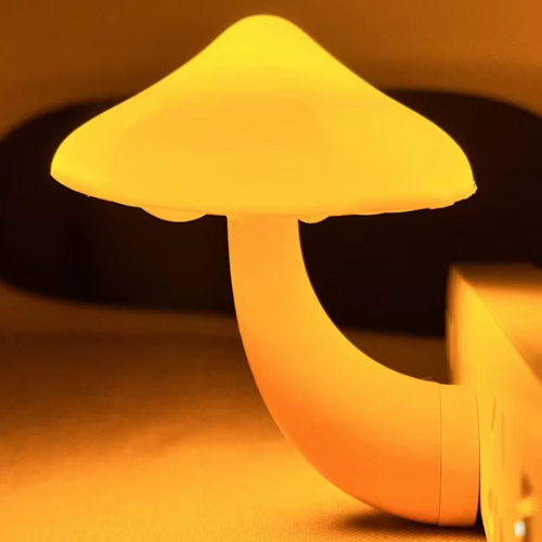 Veilleuse LED prise en forme de champignon lumière jaune 