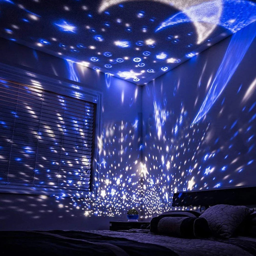 Veilleuse projecteur rotative dans une chambre 
