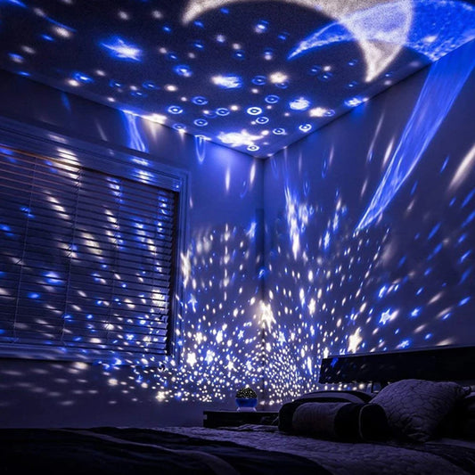 Veilleuse projecteur rotative dans une chambre 