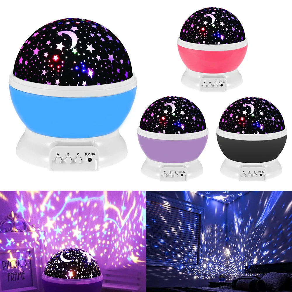 Veilleuse projecteur rotative rose violet bleu et gris 