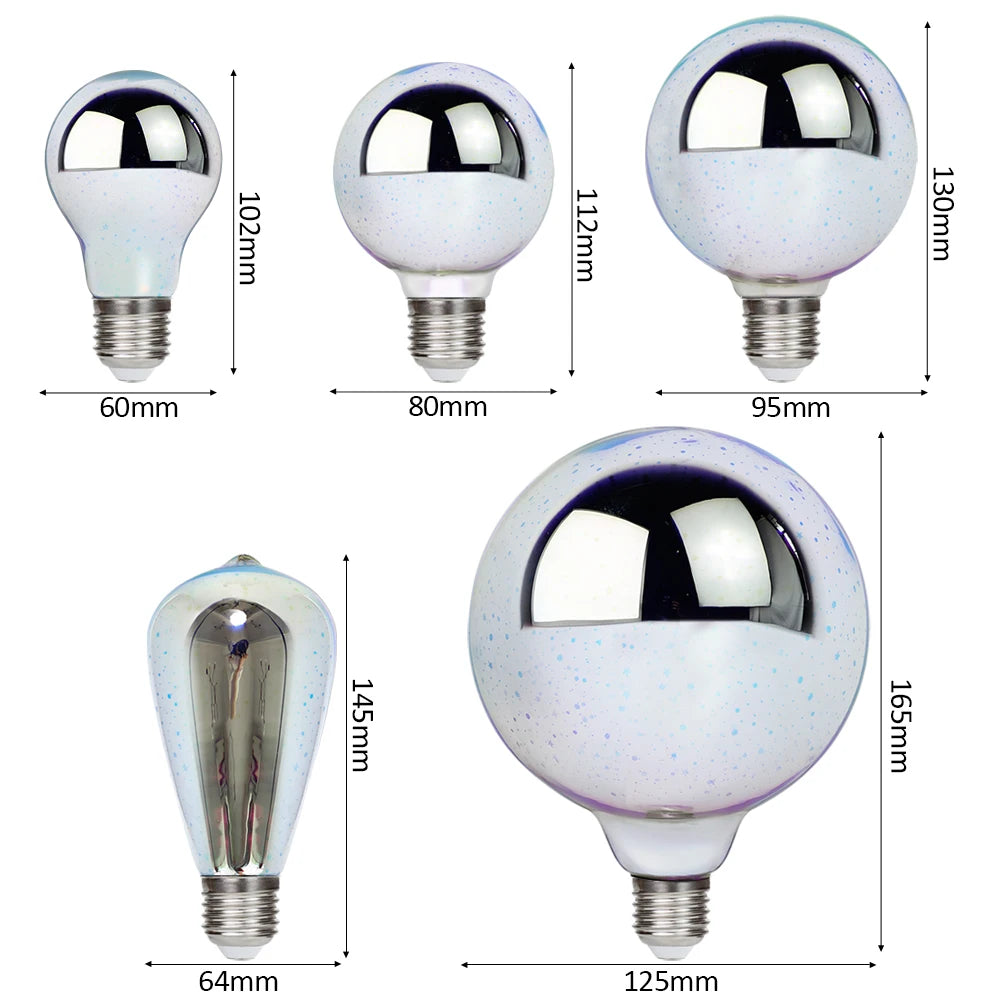 Ampoule LED effet feu d'artifice 3D différente dimension et éteinte 