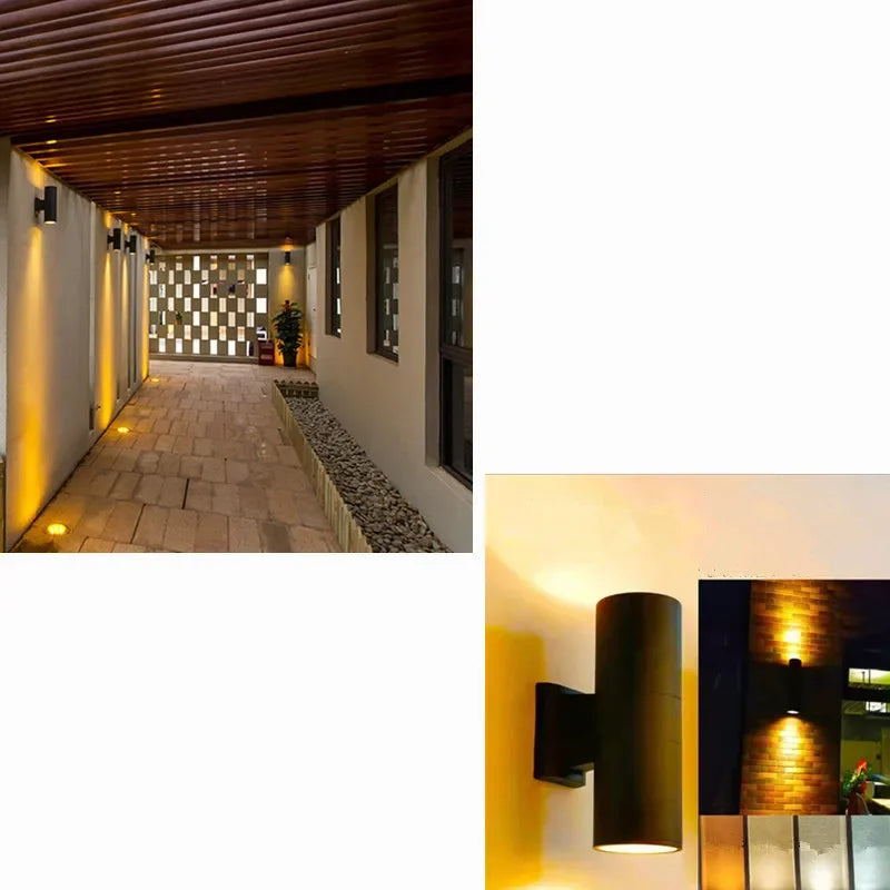 Applique murale extérieur double faisceaux sur une allée 