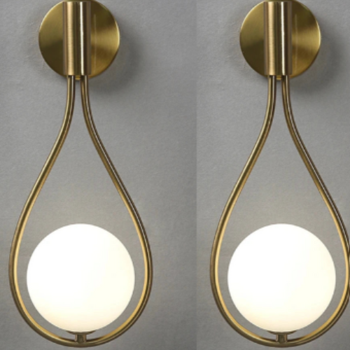 Deux appliques murale scandinave goutte allumée 