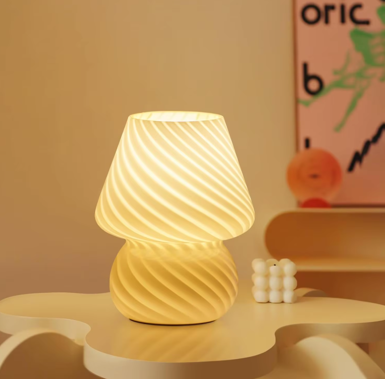  Lampe de chevet champignon en verre lumière chaude