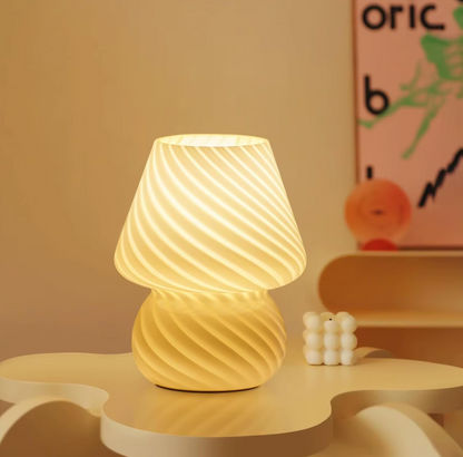  Lampe de chevet champignon en verre lumière chaude