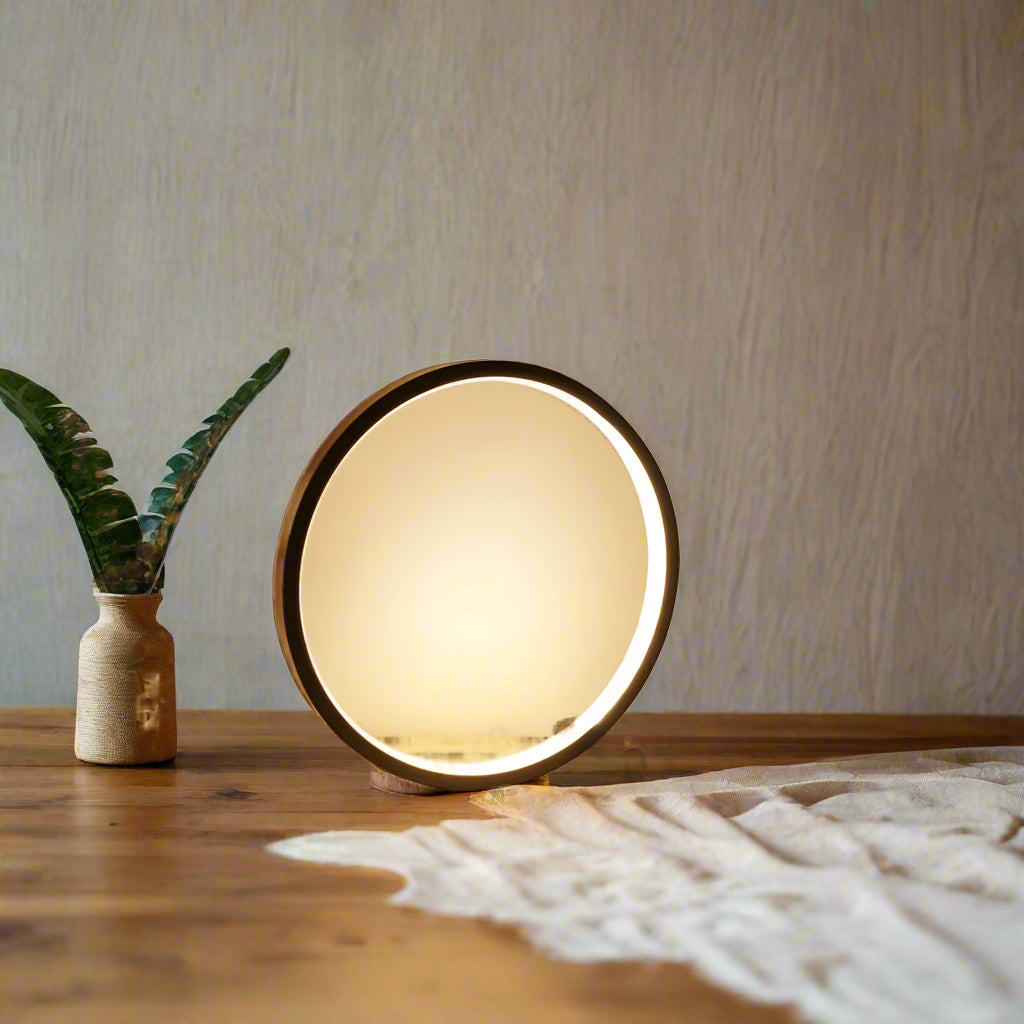 Lampe de chevet circulaire led sur table 