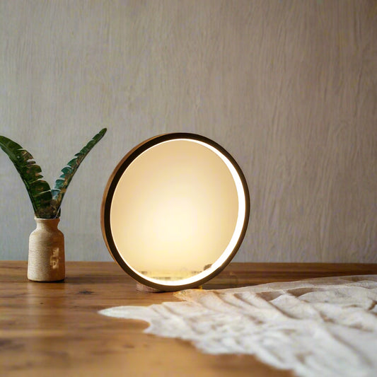 Lampe de chevet circulaire led sur table 