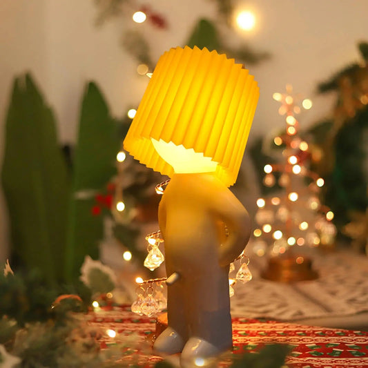 Lampe de chevet petit bonhomme twist avec décoration de noël 