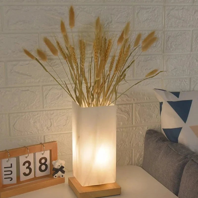 Nordic Decor Vase LED Table Lamp Bedroom Creative Simple Romantic USB LED Warm Night Light Glass Bedside Lamp Japanese Style - Firefly