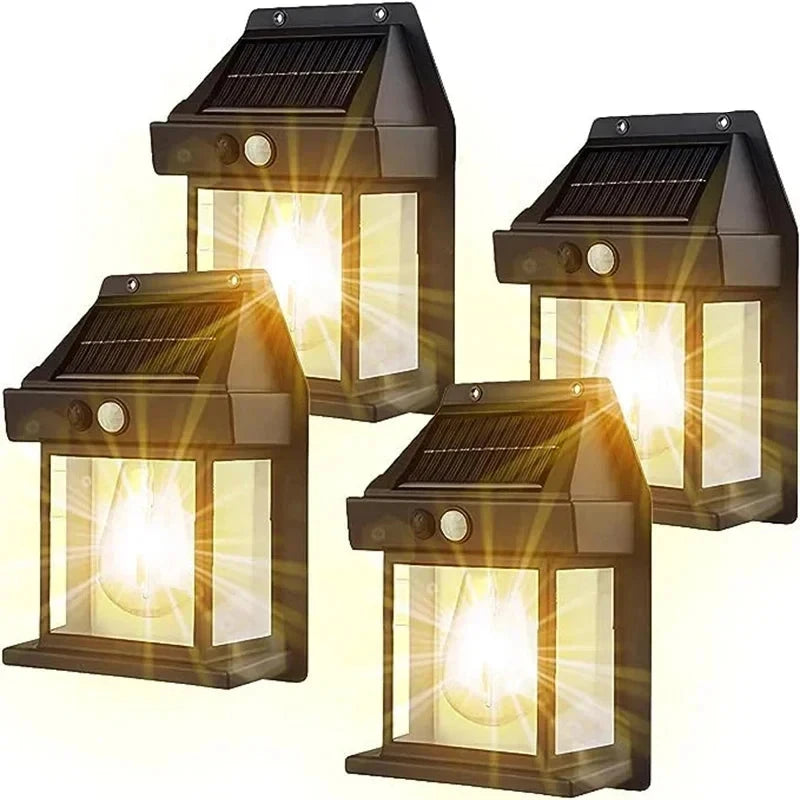 Luminaire extérieur solaire vitrine étanche quatre allumés 