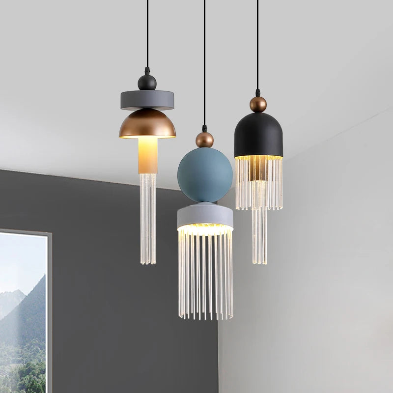 Suspension led en forme de macaron dans une chambre 
